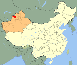 Okrug autônomo Boro-Tala-Mongol no mapa