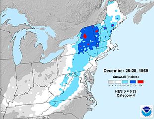 United States snowfall map from the National Climatic Data Center Christmas 1969 nor'easter snowfall map.jpg