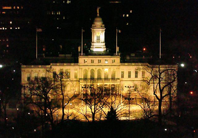 City Hall at night in 2008