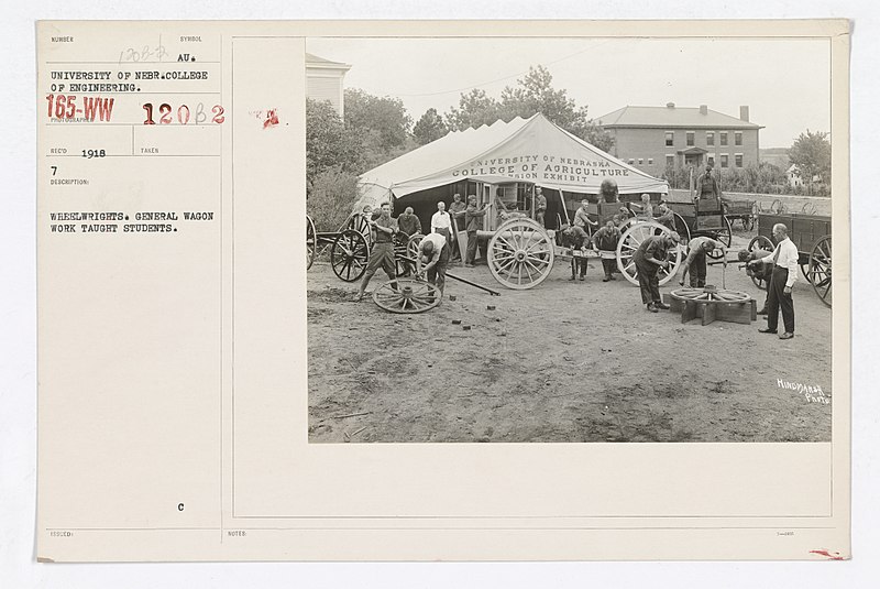 File:College and Universities - University of Nebraska - Wheelwrights. General Wagon Work Taught Students - NARA - 26429735.jpg