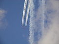 The 2011 Red Arrows display to mark the start of Cowes Week. They are viewed from Cowes Parade.