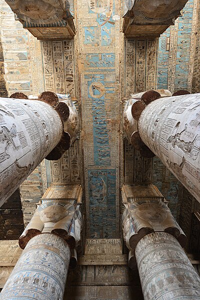 File:Dendera. Hypostyle hall of the temple of Hathor 02.jpg