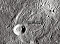 English: Descartes lunar crater as seen from Earth with satellite craters labeled