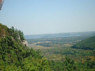 View of Baraboo Hills from top of one of the mountains