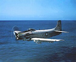 VA-25 AD-6 operating from USS Midway Douglas AD-6 Skyraider of VA-65 in flight in March 1958.jpg