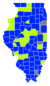 Provincies in blauw worden gewonnen door Fransen en provincies in groen door Kilpatrick