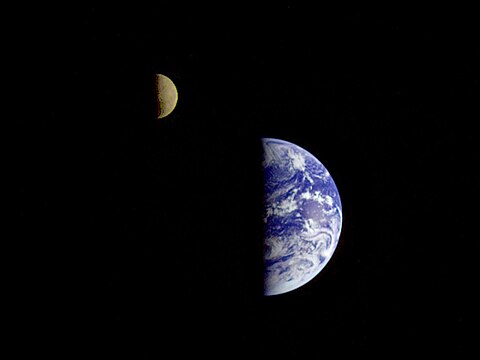 Earth, as seen from interplanetary space (6.300.000 km, Galileo, 2009)