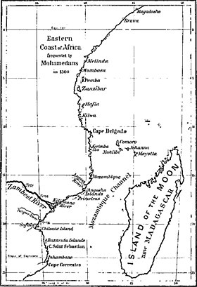 East Africa, c. 1500. The Kilwa Sultanate held formal sway from Malindi in the north, to Cape Correntes in the south. East Africa, c.1500.jpg