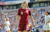 Ellen White is England's top goalscorer with 52 goals and tenth highest appearance maker with 113 Ellen White 47986452323 james boyes.jpg