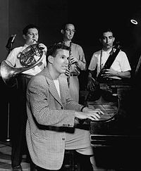 Lawrence at the piano with three of his band members in 1946.