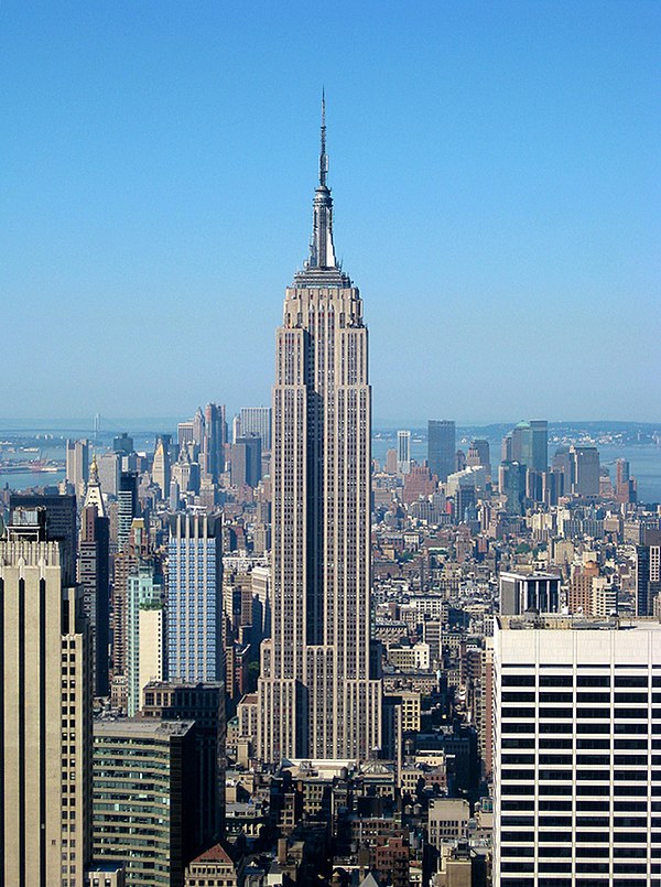 Increasing setbacks make the Empire State Building in New York taper with height.