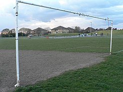 Recreation ground in Slades Farm. Ensbury Park, skatepark and goalpost - geograph.org.uk - 763327.jpg