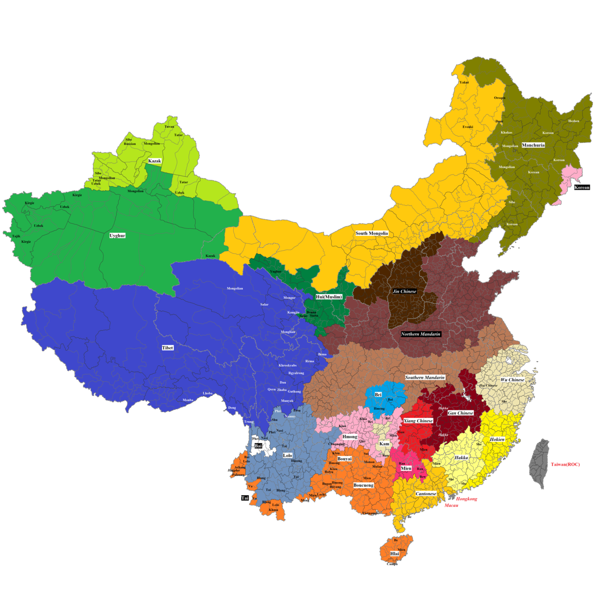 mandarin language map