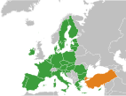 Europäische Union (grün) und die ﻿Türkei (gelb)