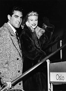 Rogers with Jacques Bergerac in the 1950s Film star Ginger Rogers and her husband 1950s.jpg