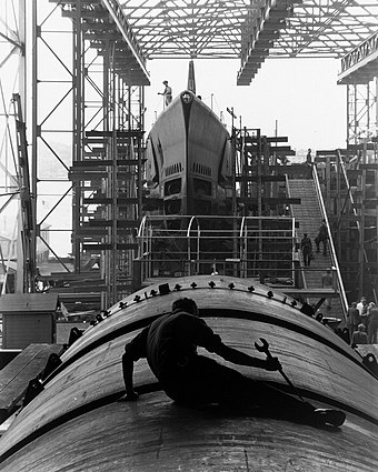 Fleet submarines under construction in World War II. Photo by Charles Fenno Jacobs.