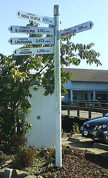 A sign in the Florence Old Town area denoting distances to other cities named Florence in North America