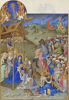 Les Très Riches Heures du duc de Berry: Magoen adorazioa, , 1411-1416 aldean, Condé museoa, Chantilly.