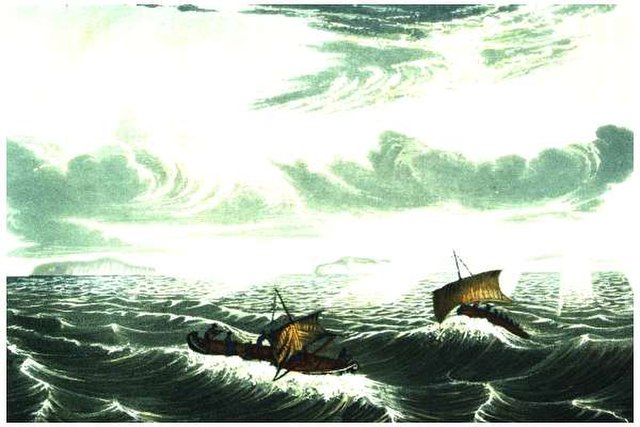 Members of the Coppermine expedition caught by a storm in Coronation Gulf, August 1821
