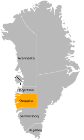 Harta municipalității Qeqqata în cadrul Groenlandei