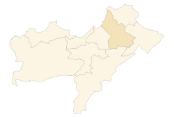Mapa provincie Oran se zvýrazněním Gdyel District