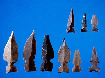 Gesher Pre-Pottery Neolithic A flint arrowheads.