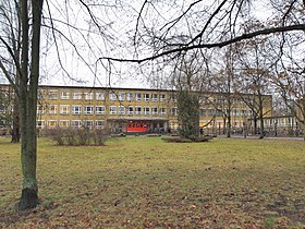 School building seen from the street