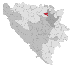 Lage der Gemeinde Gračanica (Doboj) in Bosnien und Herzegowina (anklickbare Karte)