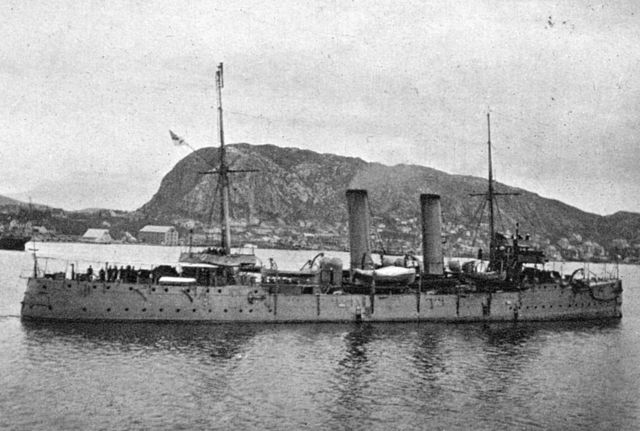 HMS Spartan, pictured in Norwegian waters in 1904
