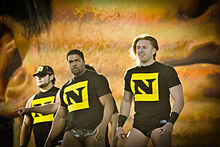 David Otunga as part of The Nexus at Tribute to the Troops in December 2010 Harris, Otunga and Slater.jpg