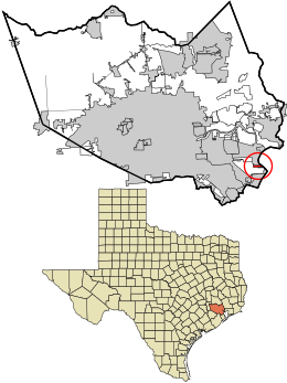 Harris County Texas incorporated and unincorporated areas Shoreacres highlighted.svg