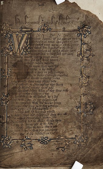Title page of Chaucer's Canterbury Tales, c. 1400