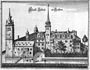 Schloss Hessen als Merian-Stich um 1650, noch mit Wassergraben