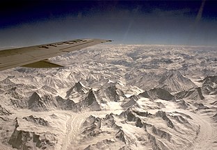 Himalayan mountains from air. Near K2, Pakistan