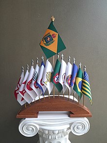 Historical flags of Brazil, in panoply. Historical flags of Brazil (in panoply).jpg