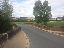 Tauber Bridge, where the fighting took place in 1866. Historische Tauberbrucke Hochhausen 01.jpg