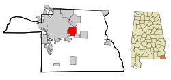 Houston County, Alabama, áreas incorporadas e não incorporadas Cowarts Highlighted.svg