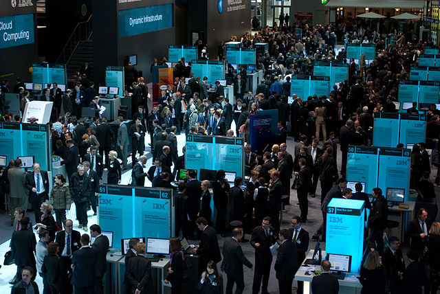 IBM stand during CeBIT 2010 at the Hanover Fairground, the largest exhibition ground in the world, in Hanover, Germany