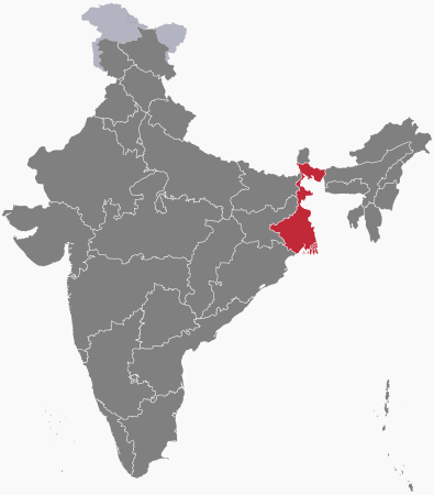 Situation du Bengale-Occidental sur une carte de l'Inde