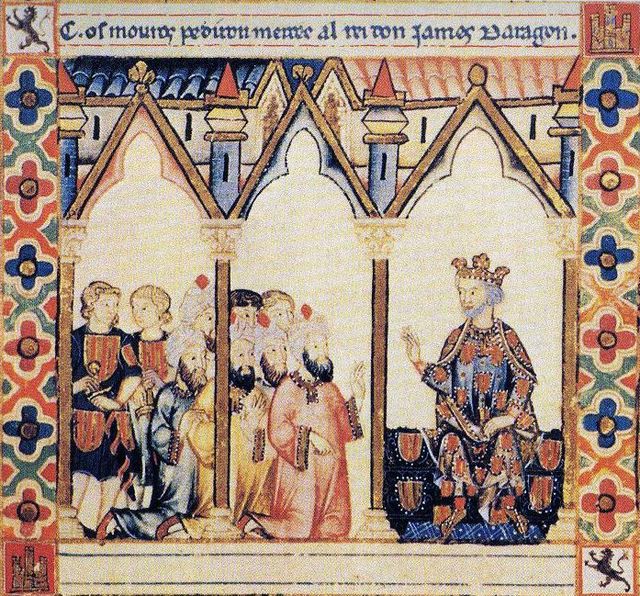 The Moors request permission from James I, taken from The Cantigas de Santa María