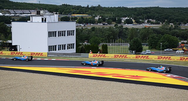 Three Jenzer GP3 cars at Turn 7, Hungaroring (2015)