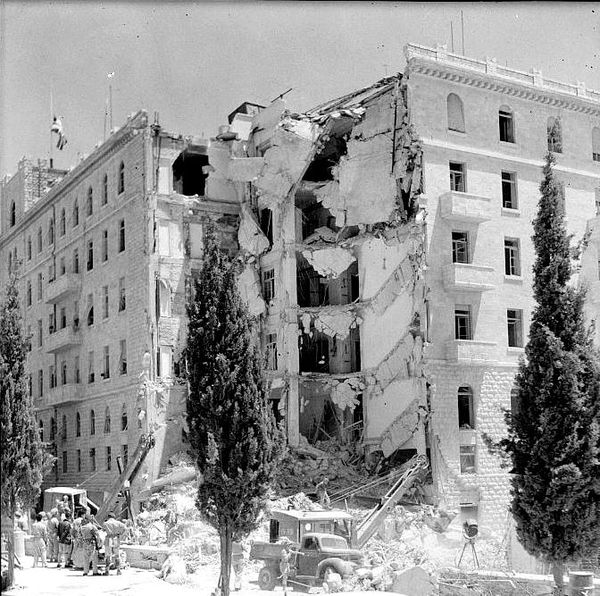 Aftermath of the King David Hotel bombing by the Zionist militant group Irgun, July 1946