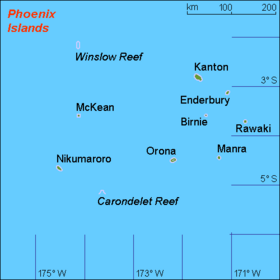 Kort over Phoenix-øerne.