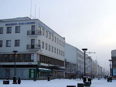 Winter view of Kauppakatu, Kajaani's main street