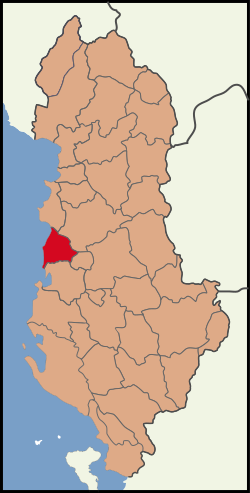 Location of Kavajë District in Albania