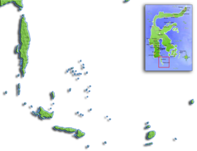 Mapa que muestra la ubicación de las islas Selayar