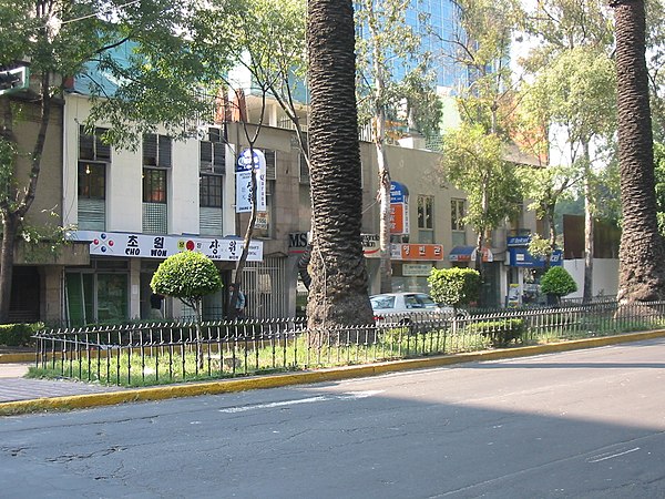 South Korean businesses on Florencia Street in Mexico City