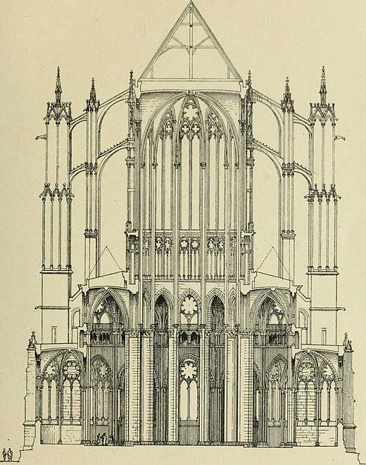 La cathédrale Saint-Pierre de Beauvais, XIIIe siècle, toute en pierre de taille, est l’exemple le plus aérien et dématérialisé de l'architecture gothique qui atteint là ses limites techniques.