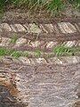 English: Peat wall details at Glaumbær Farm in Iceland.