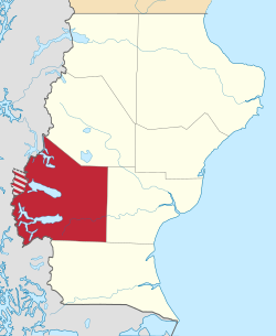 Location of Lago Argentino Department in Santa Cruz Province.